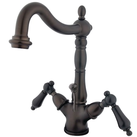 Kingston Brass Heritage 2-Handle Bathroom Faucet W/ Brass Pop-Up & Cover Plate, Bronze KS1435AL